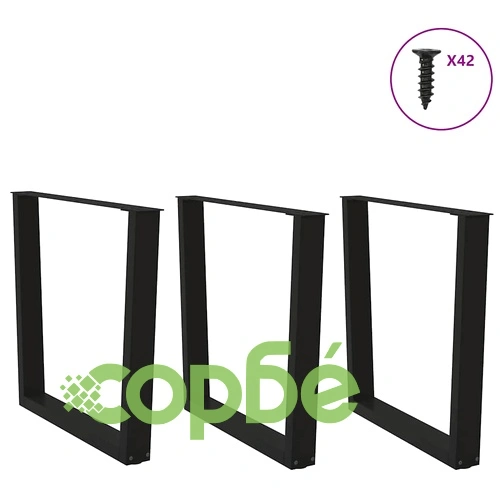 V-образни крака за трапезна маса - 3 бр., черни, стоманени, 80x(72-73,3) см ➤ топ цена ➤ sorbe.bg