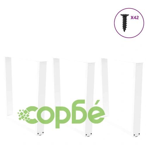 V-образни крака за трапезна маса от стомана, 3 бр., бели, 80x(72-73,3) см ➤ топ цена ➤ sorbe.bg