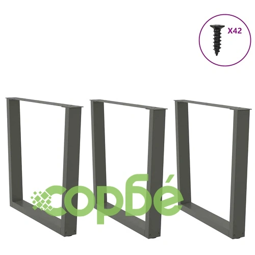 V-образни крака за трапезна маса, 3 бр., антрацит, 80x(72-73,3) см, стомана ➤ топ цена ➤ sorbe.bg