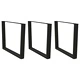Крака за трапезна маса V-образна форма, 3 бр., черни, стоманени, 100x(72-73,3) см