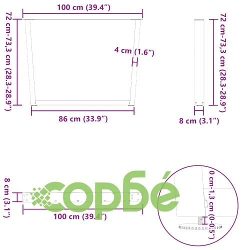 Крака за трапезна маса V-образна форма 3 бр. Антрацит 100x(72-73,3) см Стомана ➤ топ цена ➤ sorbe.bg