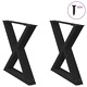 Крака за масичка за кафе, 2 бр., черни, 50x(42-43,3) см, стоманени