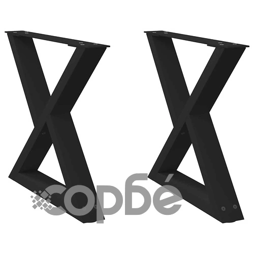 Крака за масичка за кафе, 2 бр., черни, 50x(42-43,3) см, стоманени ➤ топ цена ➤ sorbe.bg
