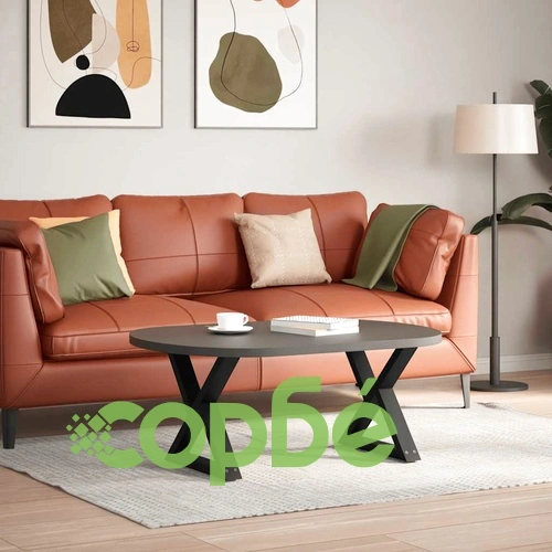 Крака за масичка за кафе, 2 бр., черни, 50x(42-43,3) см, стоманени ➤ топ цена ➤ sorbe.bg