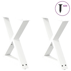 Комплект метални крака за масичка за кафе, 2 бр., бели, 60x(42-43,3) см, стомана