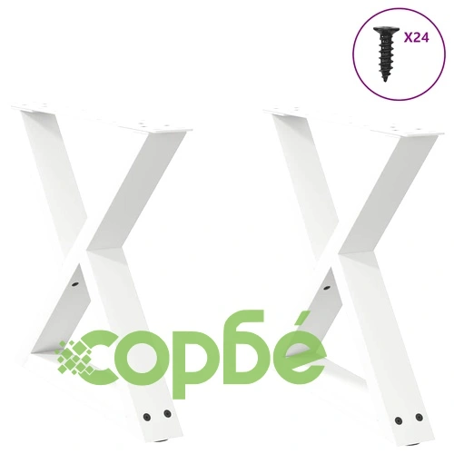 Комплект метални крака за масичка за кафе, 2 бр., бели, 60x(42-43,3) см, стомана ➤ топ цена ➤ sorbe.bg