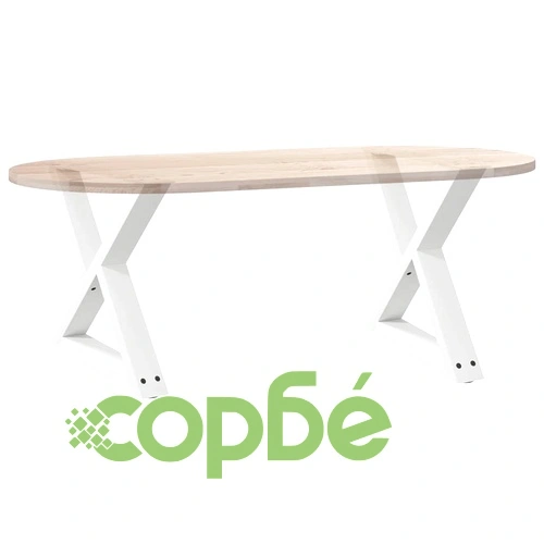 Комплект метални крака за масичка за кафе, 2 бр., бели, 60x(42-43,3) см, стомана ➤ топ цена ➤ sorbe.bg