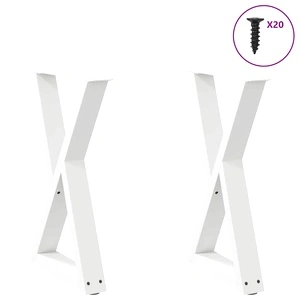 Метални Крака за Трапезна Маса 2 бр. - Бели, 50x(72-73,3) cm, Стоманени с Регулируема Височина