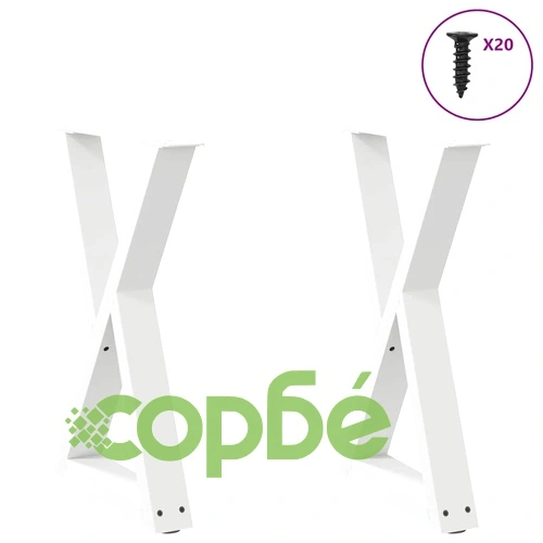 Метални Крака за Трапезна Маса 2 бр. - Бели, 50x(72-73,3) cm, Стоманени с Регулируема Височина ➤ топ цена ➤ sorbe.bg