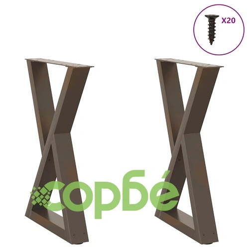 Метални Крака за Маса за Хранене - 2 бр, Естествена Стомана, 50x(72-73,3) см ➤ топ цена ➤ sorbe.bg