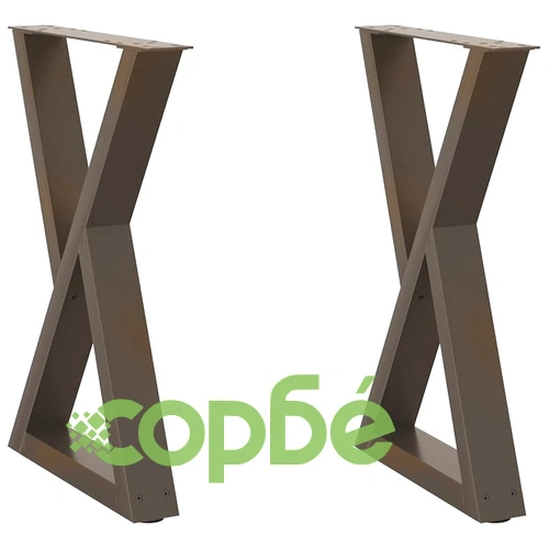 Метални Крака за Маса за Хранене - 2 бр, Естествена Стомана, 50x(72-73,3) см ➤ топ цена ➤ sorbe.bg