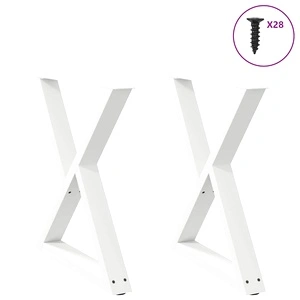 Крака за трапезна маса от стомана - 2 бр, бели, 70x(72-73,3) см, с регулируеми нивелири