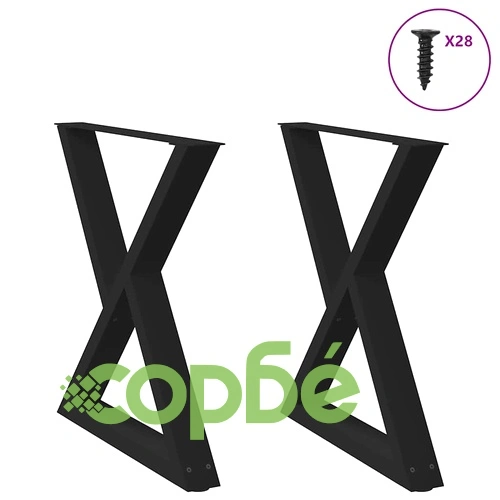 Метални крака за маса за хранене, 2 бр., черни, 80x(72-73,3) см, стоманени с регулируема височина ➤ топ цена ➤ sorbe.bg