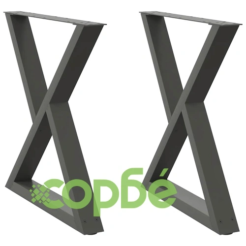 Комплект метални крака за маса 2 бр. - антрацит, 80x(72-73,3) см, стоманени с регулируеми нивелири ➤ топ цена ➤ sorbe.bg