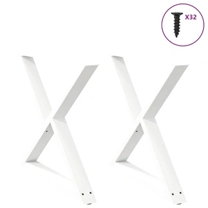 Метални Крака за Трапезна Маса - 2 бр. Бели, 90x(72-73,3) см, Стоманени с Регулируема Височина