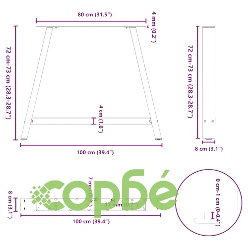 Крака за масичка за кафе А-образни 2 бр. Бели 100x(72-73) см Стомана ➤ топ цена ➤ sorbe.bg