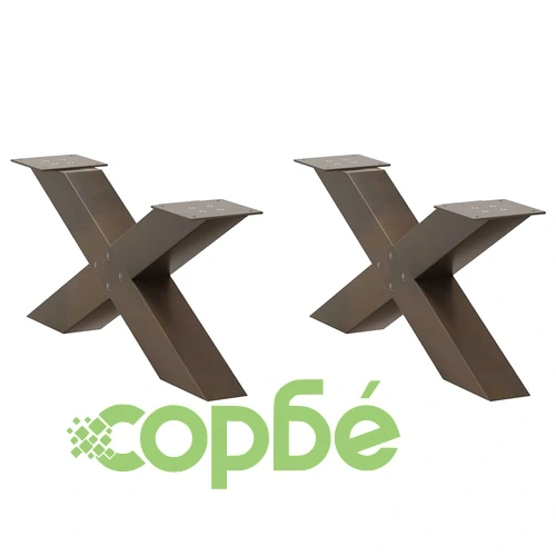 Х-образни метални крака за холна маса, 2 бр., естествена стомана, 70x30-31 см ➤ топ цена ➤ sorbe.bg