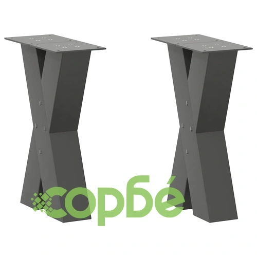 Крака за масичка за кафе X-образни 2 бр. антрацит 38x(42-43) см стоманени ➤ топ цена ➤ sorbe.bg