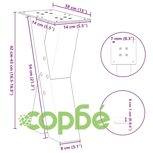 Крака за масичка за кафе X-образни 2 бр. антрацит 38x(42-43) см стоманени ➤ топ цена ➤ sorbe.bg