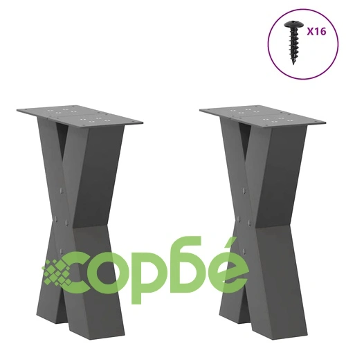 Крака за масичка за кафе X-образни 2 бр. антрацит 38x(42-43) см стоманени ➤ топ цена ➤ sorbe.bg