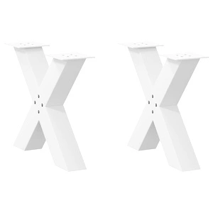 Метални крака за масичка за кафе X-форма 2 бр. бели 50x(42-43) см стомана