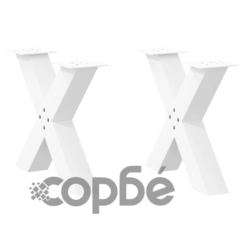 Метални крака за масичка за кафе X-форма 2 бр. бели 50x(42-43) см стомана ➤ топ цена ➤ sorbe.bg