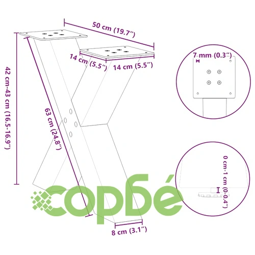 Крака за масичка за кафе X-образни 2 бр. антрацит 50x(42-43) см стомана ➤ топ цена ➤ sorbe.bg