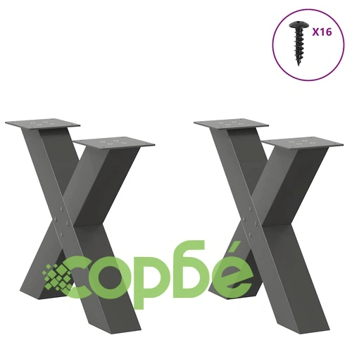 Крака за масичка за кафе X-образни 2 бр. антрацит 50x(42-43) см стомана ➤ топ цена ➤ sorbe.bg