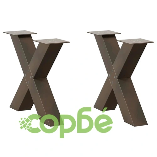 Крака за холна маса X-образна форма, 2 бр., стомана, естествен цвят, 50x(42-43) см ➤ топ цена ➤ sorbe.bg