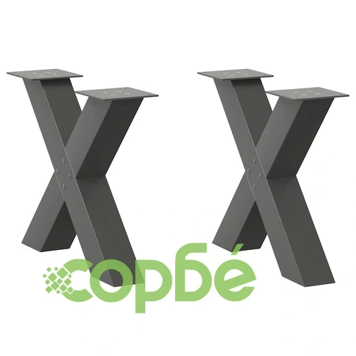 Крака за масичка за кафе X-образни 2 бр. Антрацит 60x(42-43) см Стомана ➤ топ цена ➤ sorbe.bg
