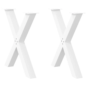 Метални крака за маса X-образни 2 бр. бели 70x(72-73) cm стоманени