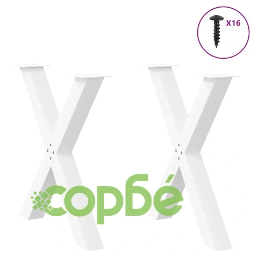 Метални крака за маса X-образни 2 бр. бели 70x(72-73) cm стоманени ➤ топ цена ➤ sorbe.bg