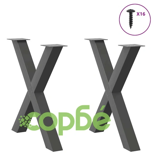 Крака за трапезна маса X-образни 2 бр 70x(72-73) см Антрацит Стомана ➤ топ цена ➤ sorbe.bg