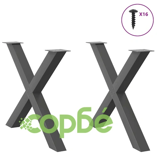 Крака за трапезна маса X-образни 2 бр 90x(72-73) см стоманени антрацит ➤ топ цена ➤ sorbe.bg