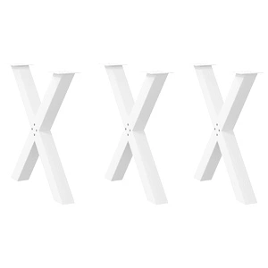 Крака за маса, X-образни, 3 броя, бяла стомана, 70x(72-73) см