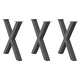 X-образни крака за трапезна маса, 3 бр., 70x(72-73) см, стомана, антрацит