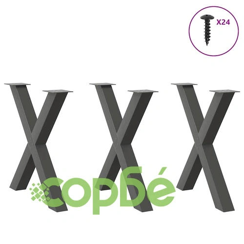 X-образни крака за трапезна маса, 3 бр., 70x(72-73) см, стомана, антрацит ➤ топ цена ➤ sorbe.bg