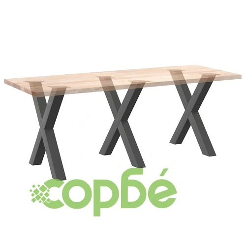 X-образни крака за трапезна маса - 3 бр., 80x(72-73) см, стоманени, антрацит ➤ топ цена ➤ sorbe.bg