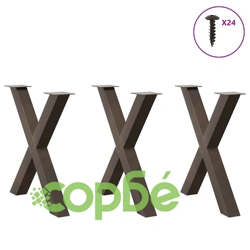 Крака за маса X-образни 3 броя естествена стомана 80x(72-73) см ➤ топ цена ➤ sorbe.bg