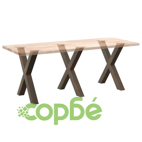 Крака за маса X-образни 3 броя естествена стомана 80x(72-73) см ➤ топ цена ➤ sorbe.bg