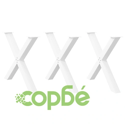 Метални крака за маса с X-образна форма, 3 бр., бели, 90x(72-73) см, стомана ➤ топ цена ➤ sorbe.bg