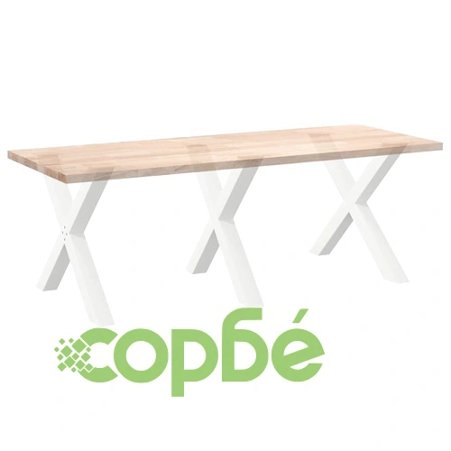 Метални крака за маса с X-образна форма, 3 бр., бели, 90x(72-73) см, стомана ➤ топ цена ➤ sorbe.bg