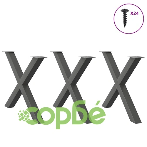 Х-образни крака за трапезна маса, 3 бр., стомана, антрацит, 90x(72-73) см ➤ топ цена ➤ sorbe.bg