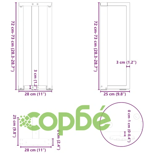Крака за конзолна маса Т-образни 2 бр. стомана 25x28x(72-73) см ➤ топ цена ➤ sorbe.bg