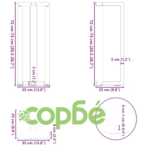 Т-образни крака за конзолна маса, 2 броя, черни, 38x25x(72-73)см, стомана ➤ топ цена ➤ sorbe.bg