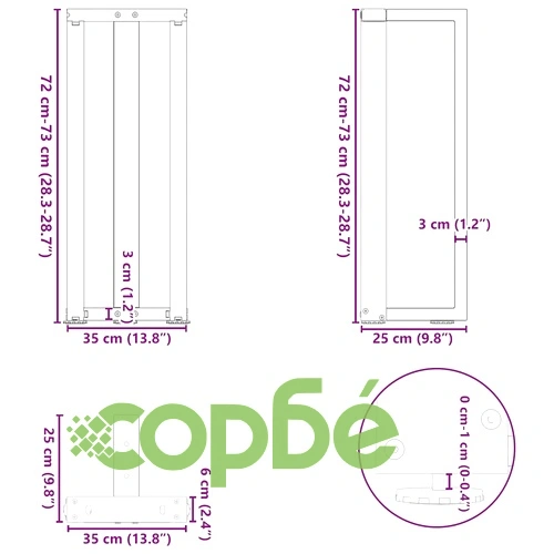 Конзолни крака за маса Т-образна форма 2 бр. Бели 38x25x(72-73) см Стомана ➤ топ цена ➤ sorbe.bg