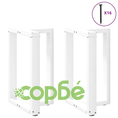 Комплект метални крака за трапезна маса, Т-образни, 2 бр., бели, 50x35x(72-73) см, стомана ➤ топ цена ➤ sorbe.bg