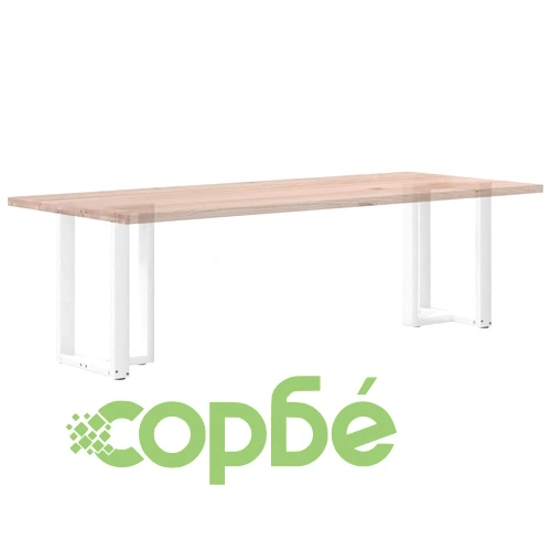 Метални крака за трапезна маса, Т-образни, 2 бр., бели, 60x35x(72-73) см, стомана ➤ топ цена ➤ sorbe.bg