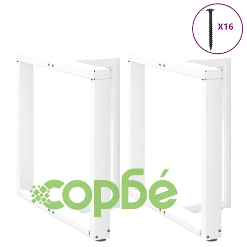 Крака за трапезна маса тип Тройка 2 бр. бели 70x35x(72-73) см стоманени ➤ топ цена ➤ sorbe.bg