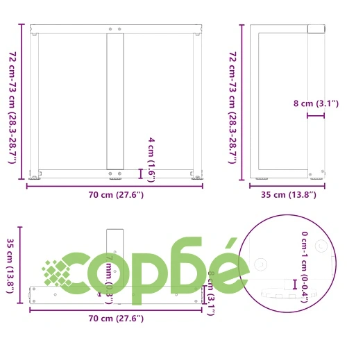 Крака за трапезна маса Т-образни 2 бр Антрацит 70x35x(72-73) см Стомана ➤ топ цена ➤ sorbe.bg